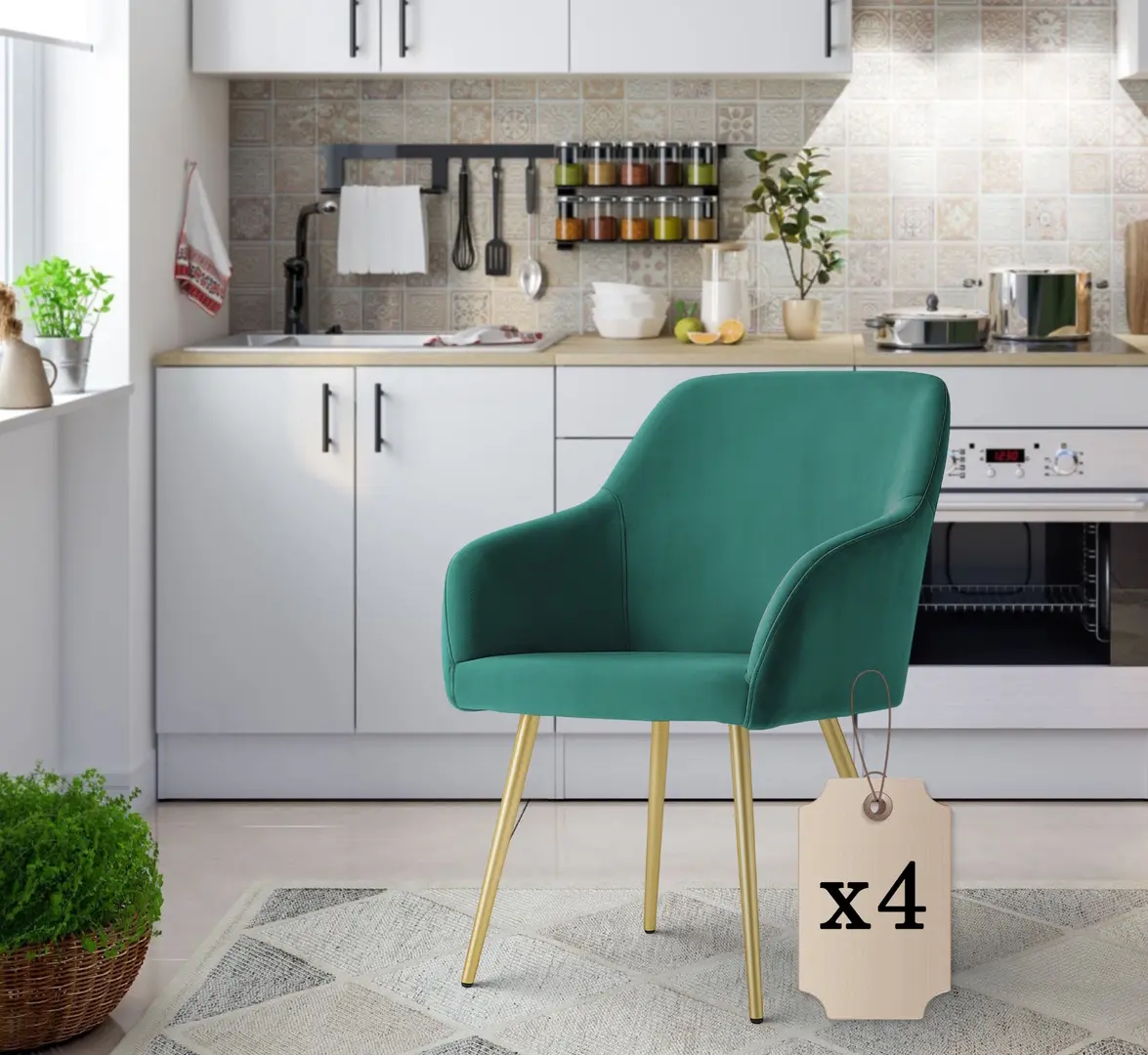 Набор стульев Akord Estelle 4pcs (Bottle Green/Gold)
