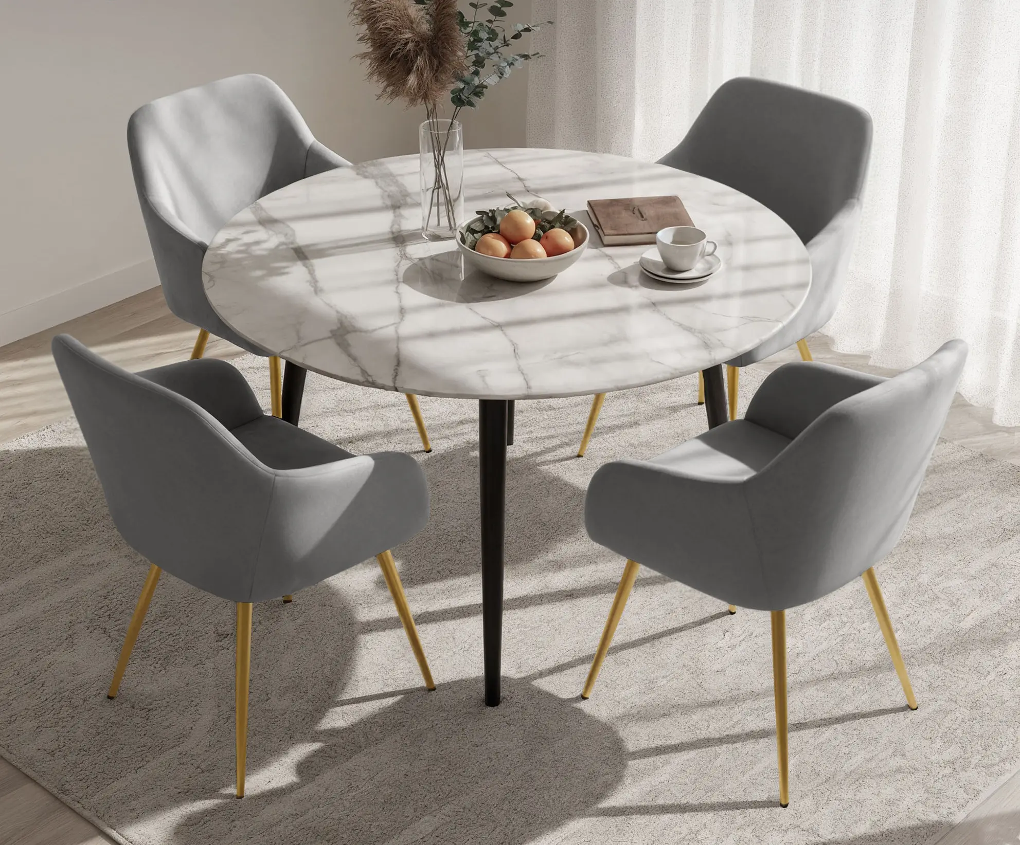 Набор стульев Akord Estelle 4pcs (Grey/Gold) - 2