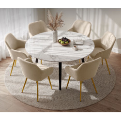 Set scaune Akord Estelle 6pcs (Beige/Gold) Thumb