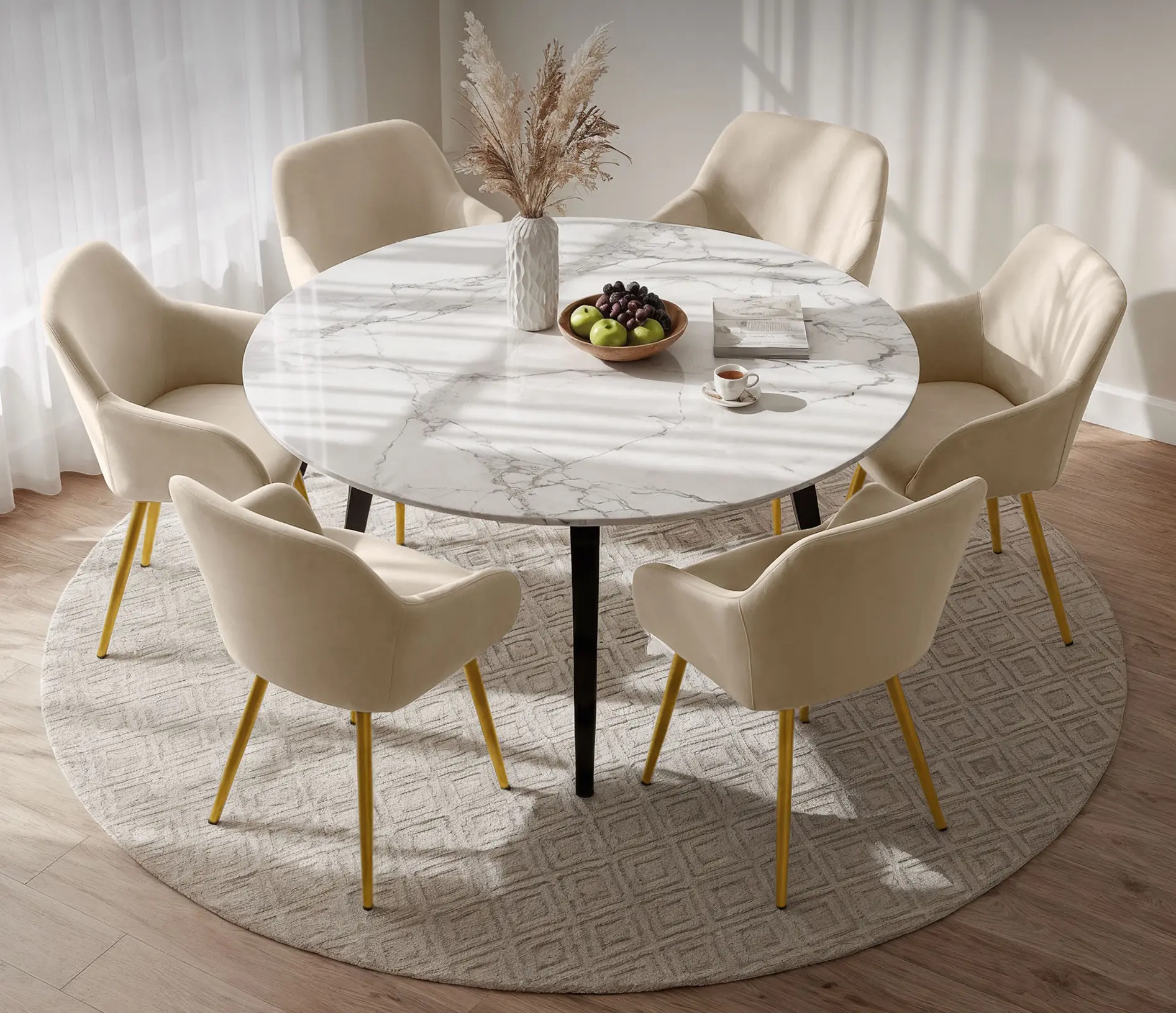 Set scaune Akord Estelle 6pcs (Beige/Gold) - 2