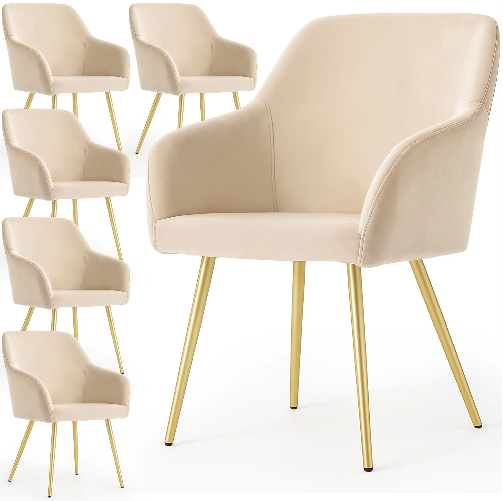 Set scaune Akord Estelle 6pcs (Beige/Gold) - 3