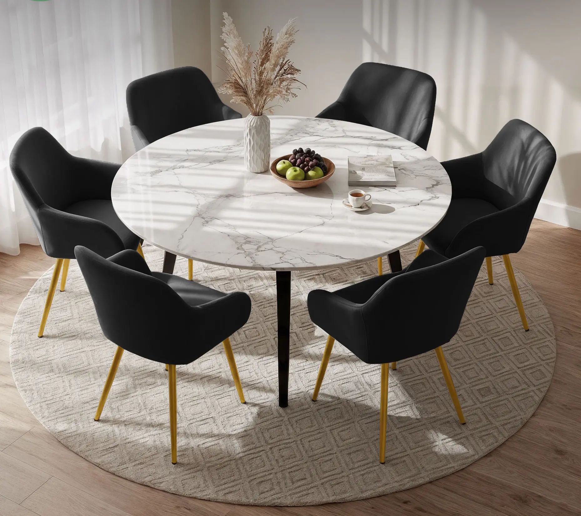 Set scaune Akord Estelle 6pcs (Black/Gold) - 2