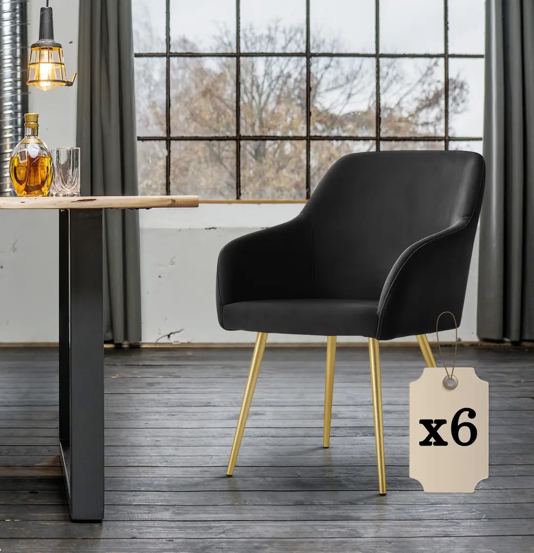 Set scaune Akord Estelle 6pcs (Black/Gold)