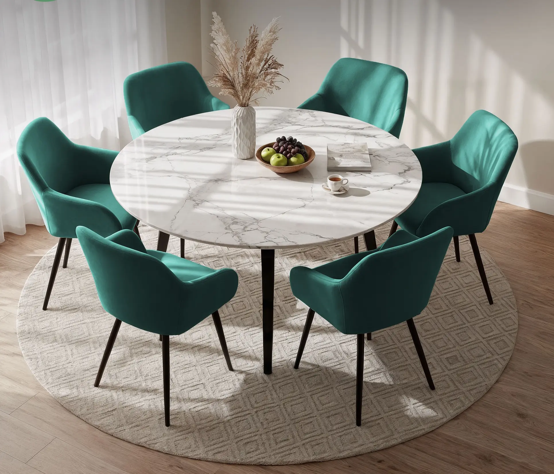 Set scaune Akord Estelle 6pcs (Bottle Green/Black)