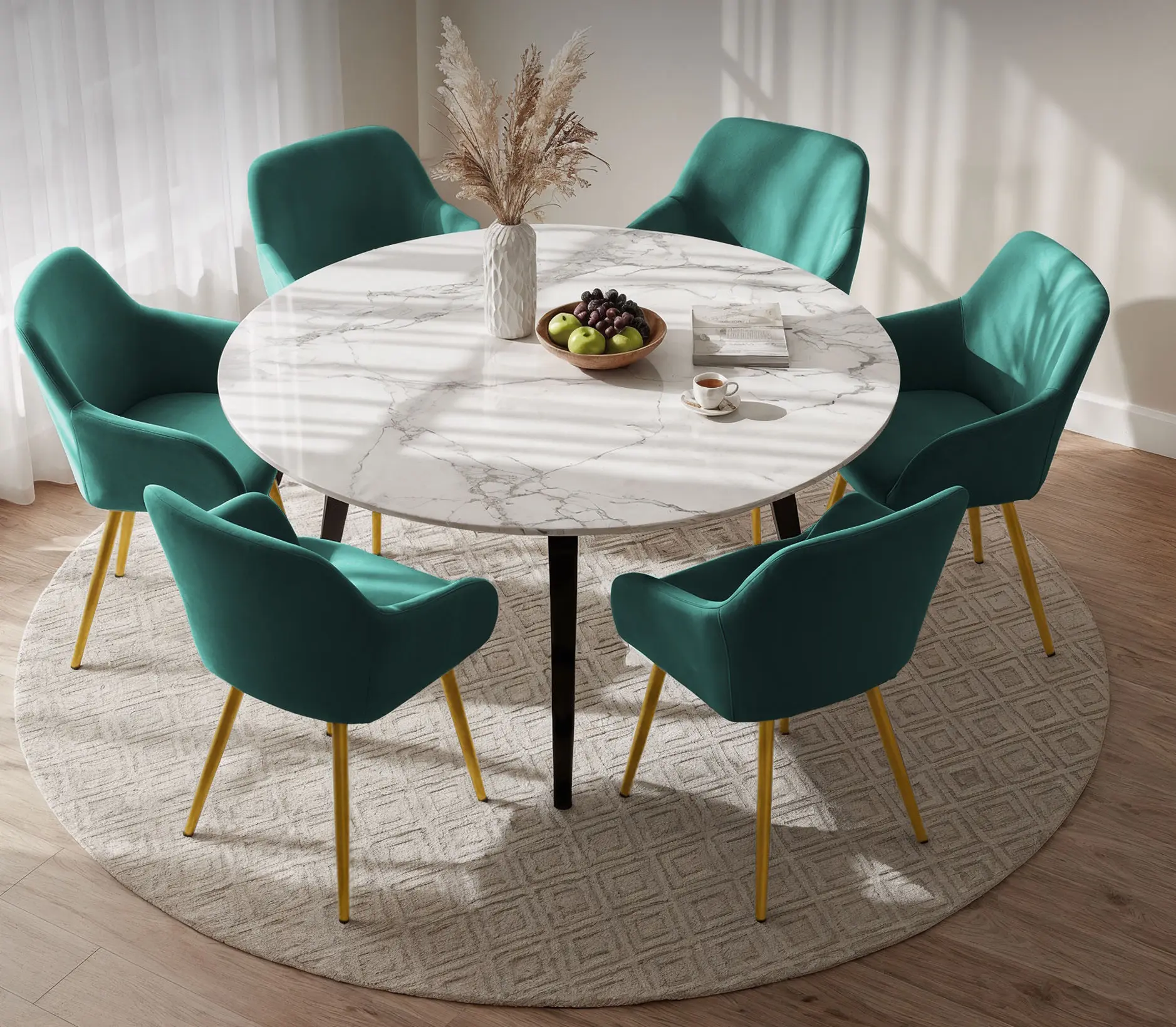 Набор стульев Akord Estelle 6pcs (Bottle Green/Gold)