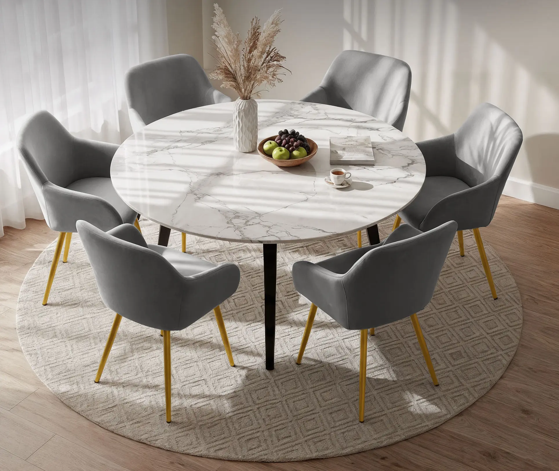 Набор стульев Akord Estelle 6pcs (Grey/Gold) - 2