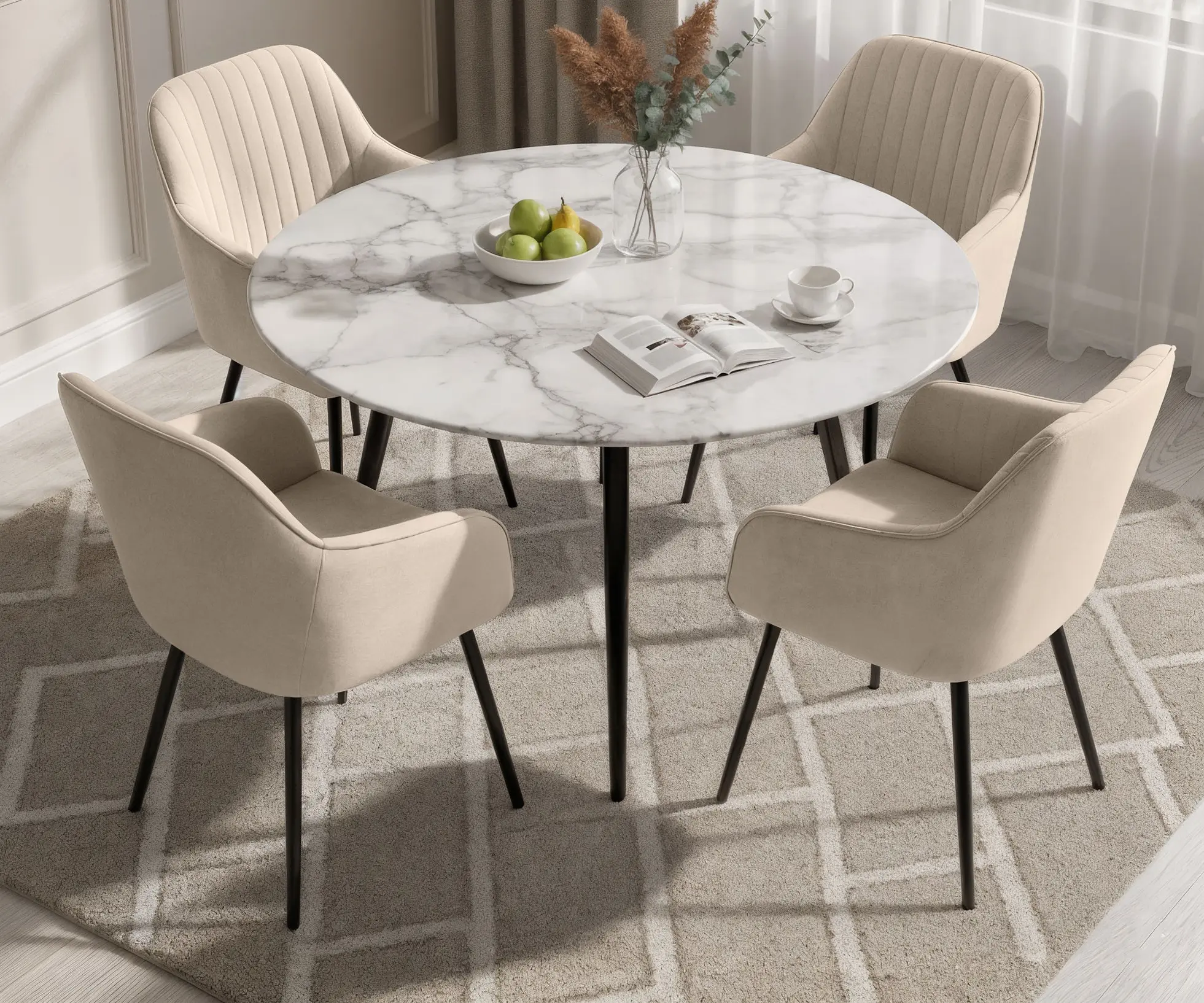 Набор стульев Akord Florence 4pcs (Beige/Black) - 2