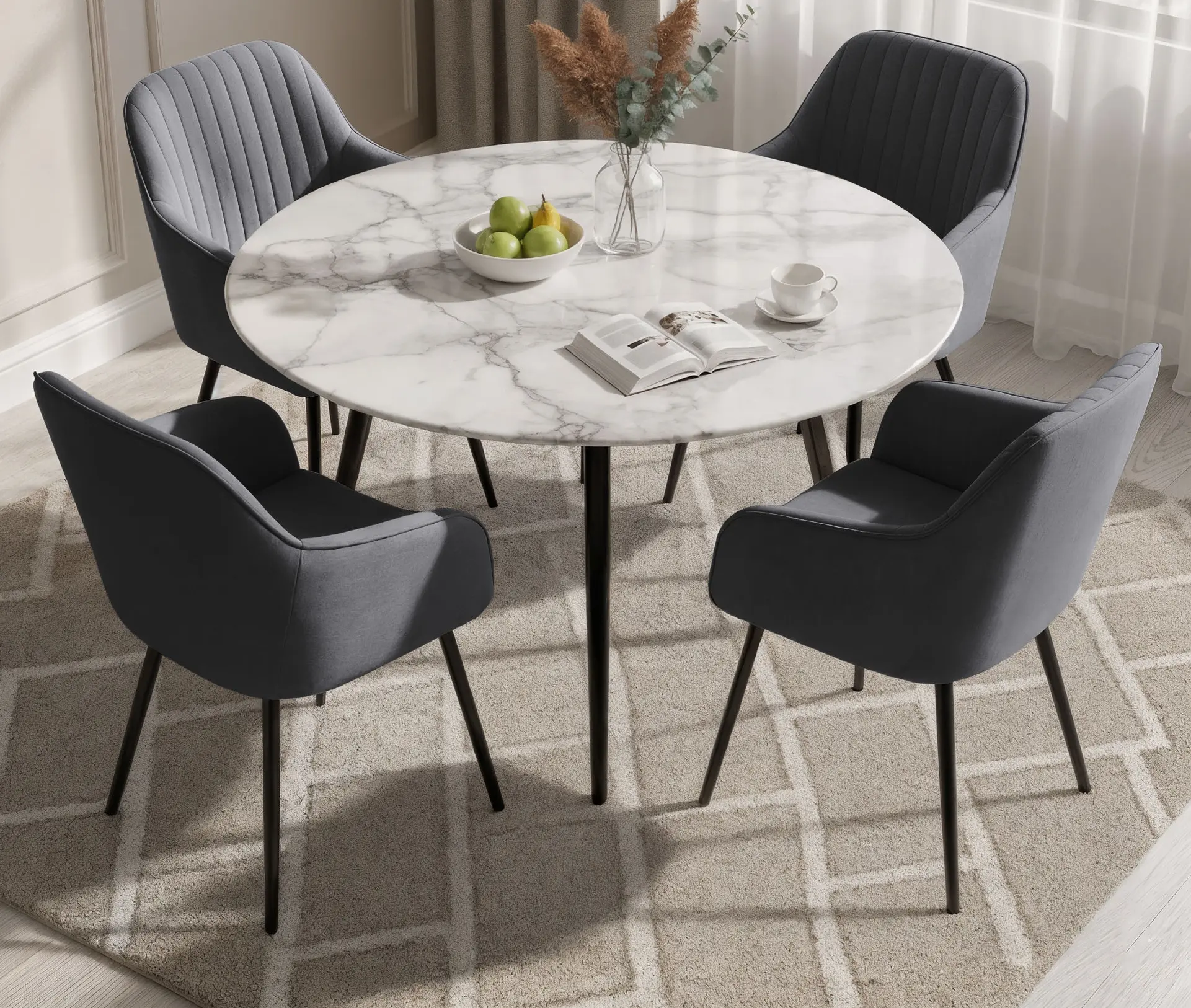 Set scaune Akord Florence 4pcs (Dark Graphite/Black)