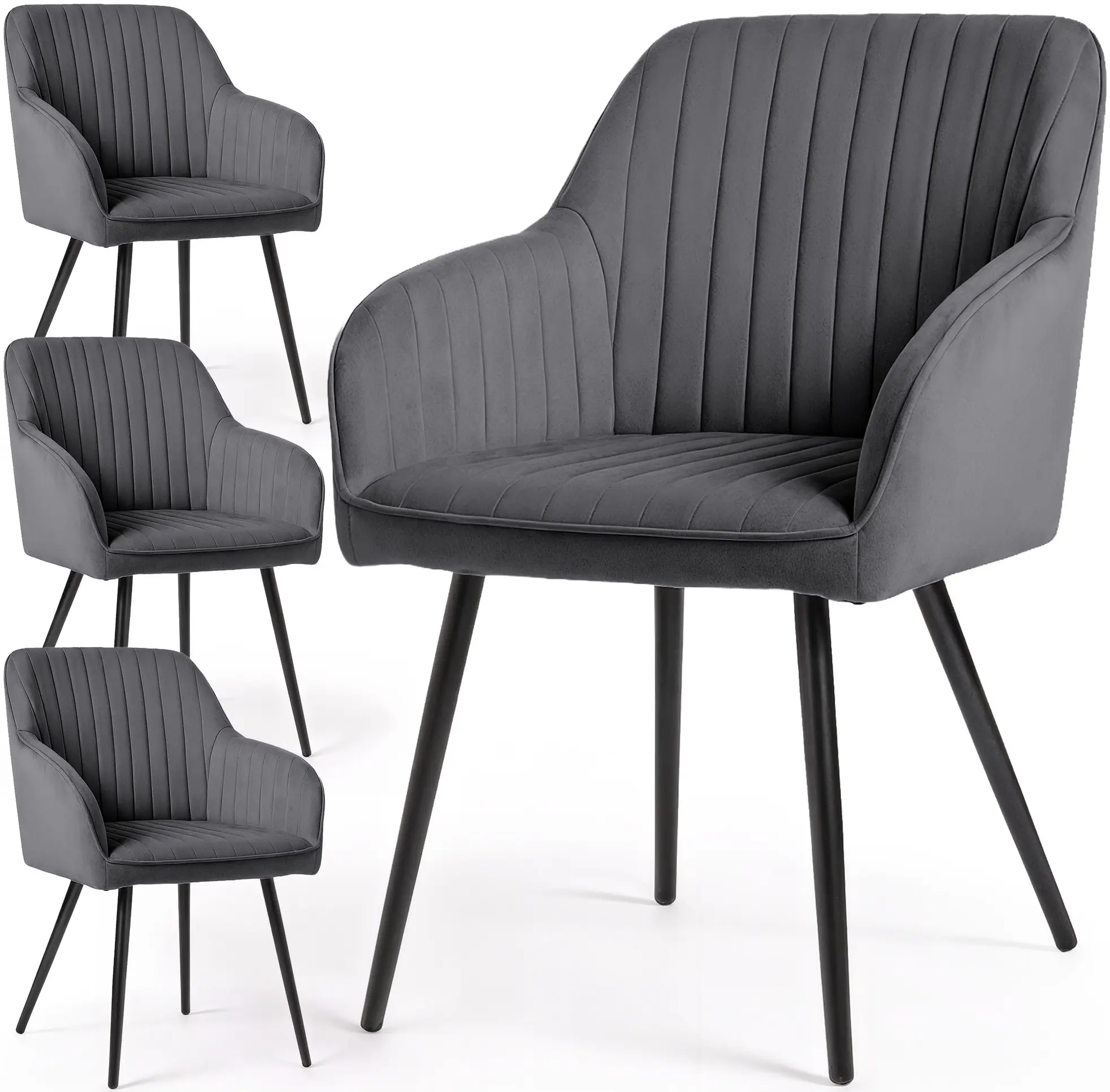 Set scaune Akord Florence 4pcs (Dark Graphite/Black)