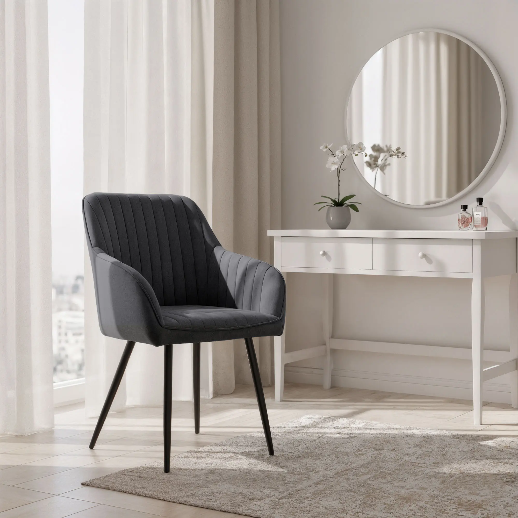 Set scaune Akord Florence 4pcs (Dark Graphite/Black)