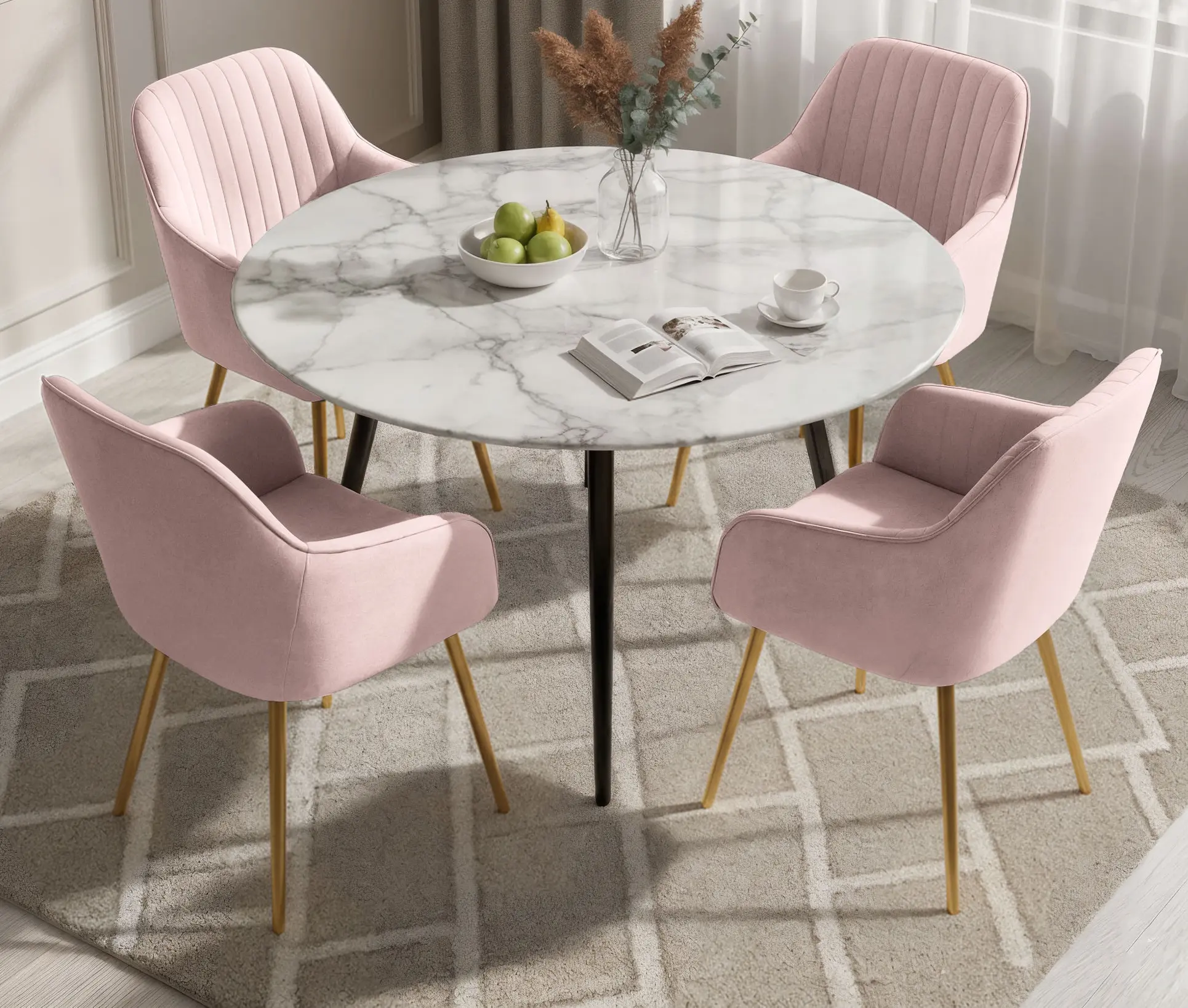 Набор стульев Akord Florence 4pcs (Powder Pink/Gold) - 2