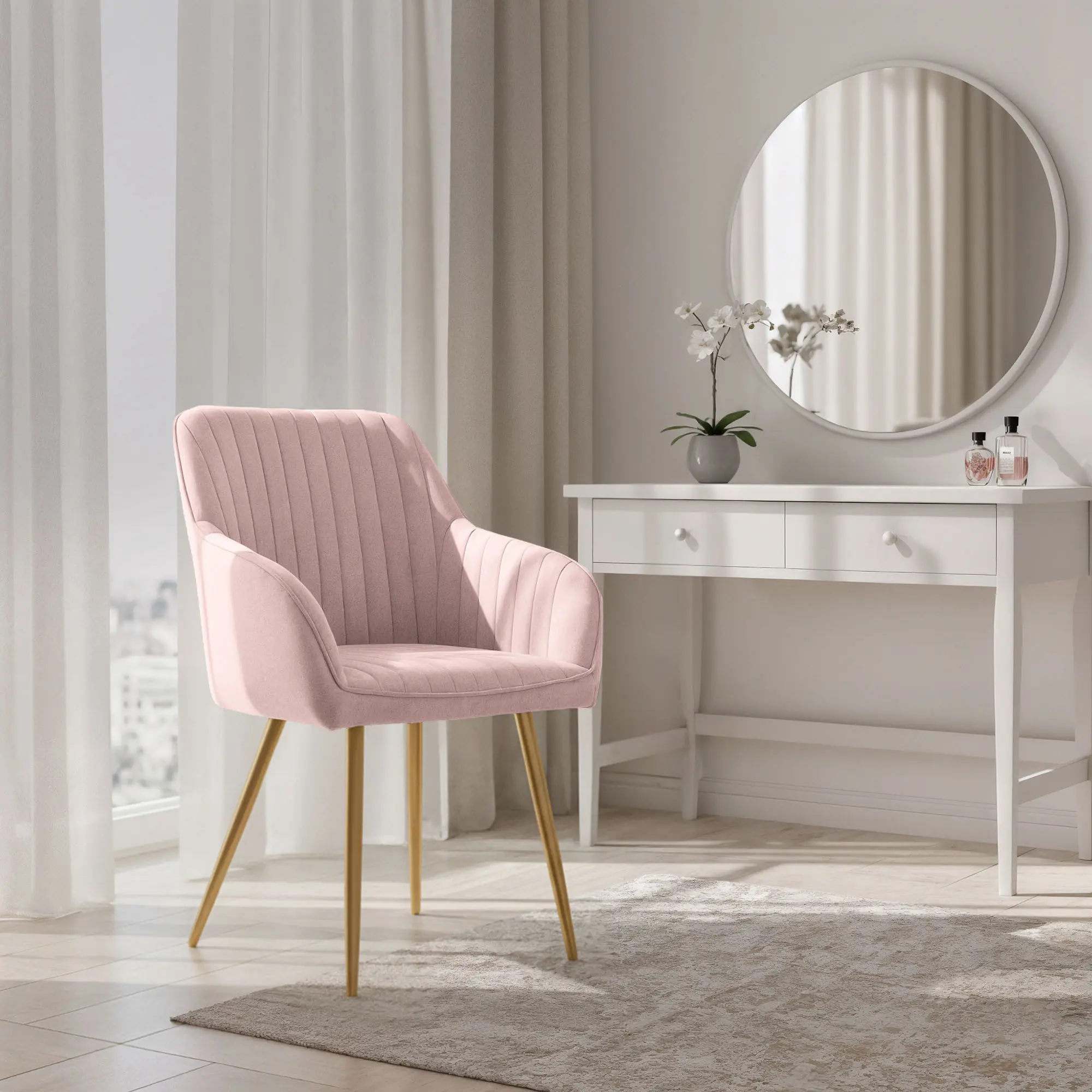 Набор стульев Akord Florence 4pcs (Powder Pink/Gold) - 10