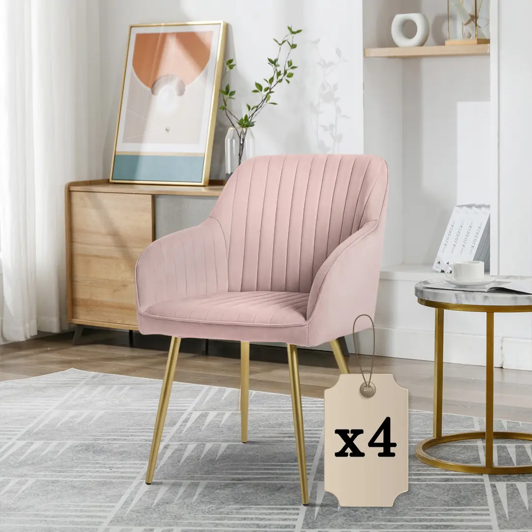Набор стульев Akord Florence 4pcs (Powder Pink/Gold)