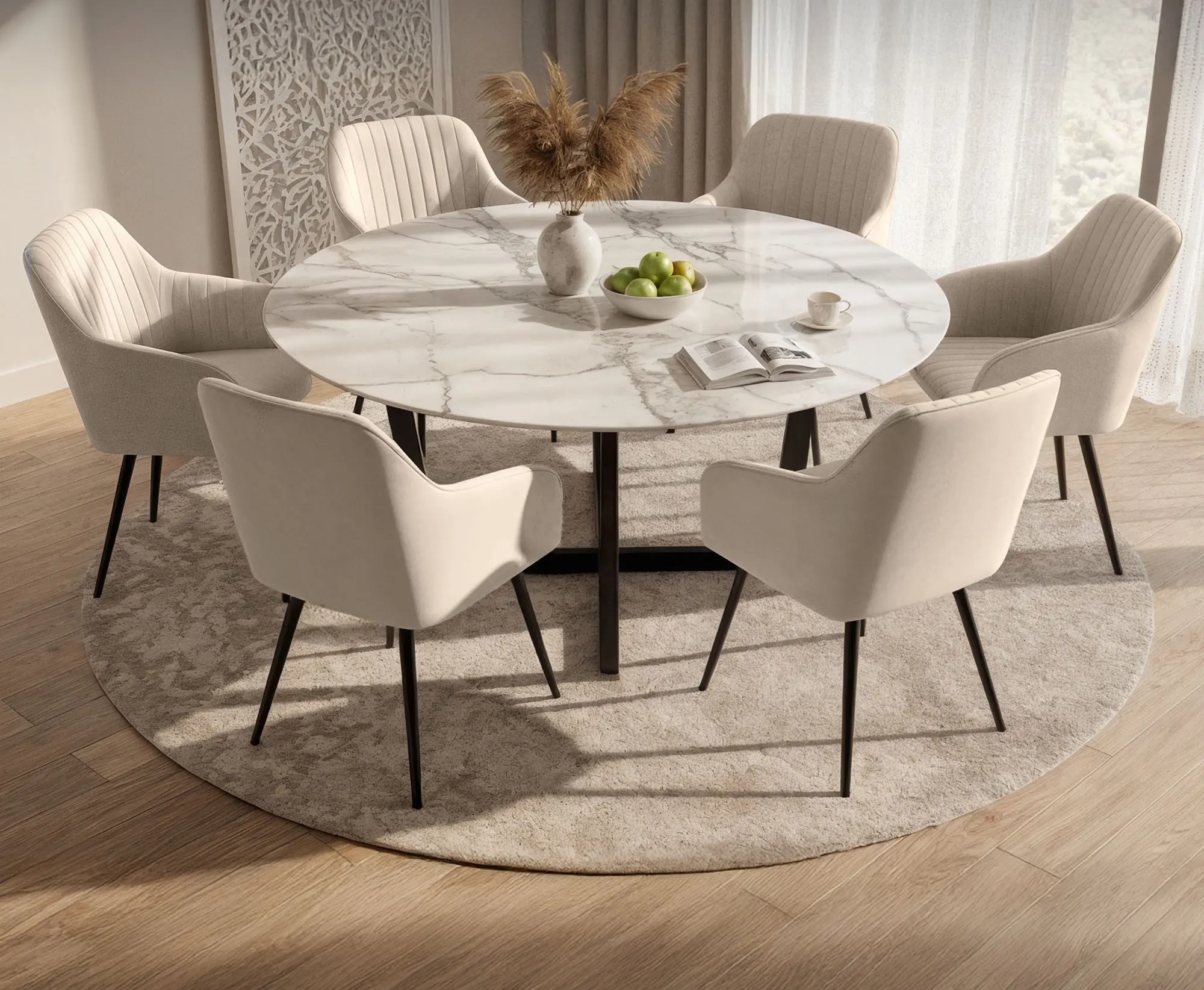 Set scaune Akord Florence 6pcs (Beige/Black)