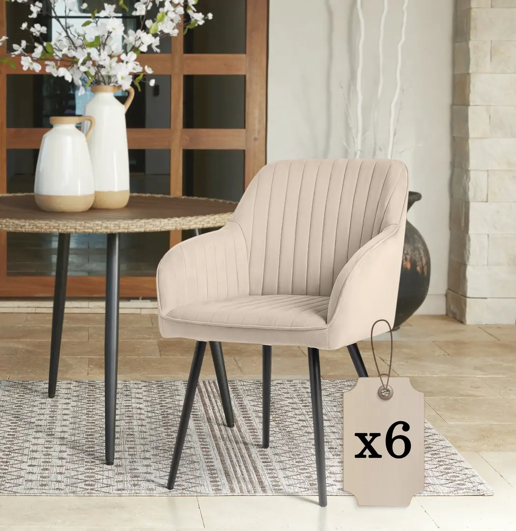 Set scaune Akord Florence 6pcs (Beige/Black)