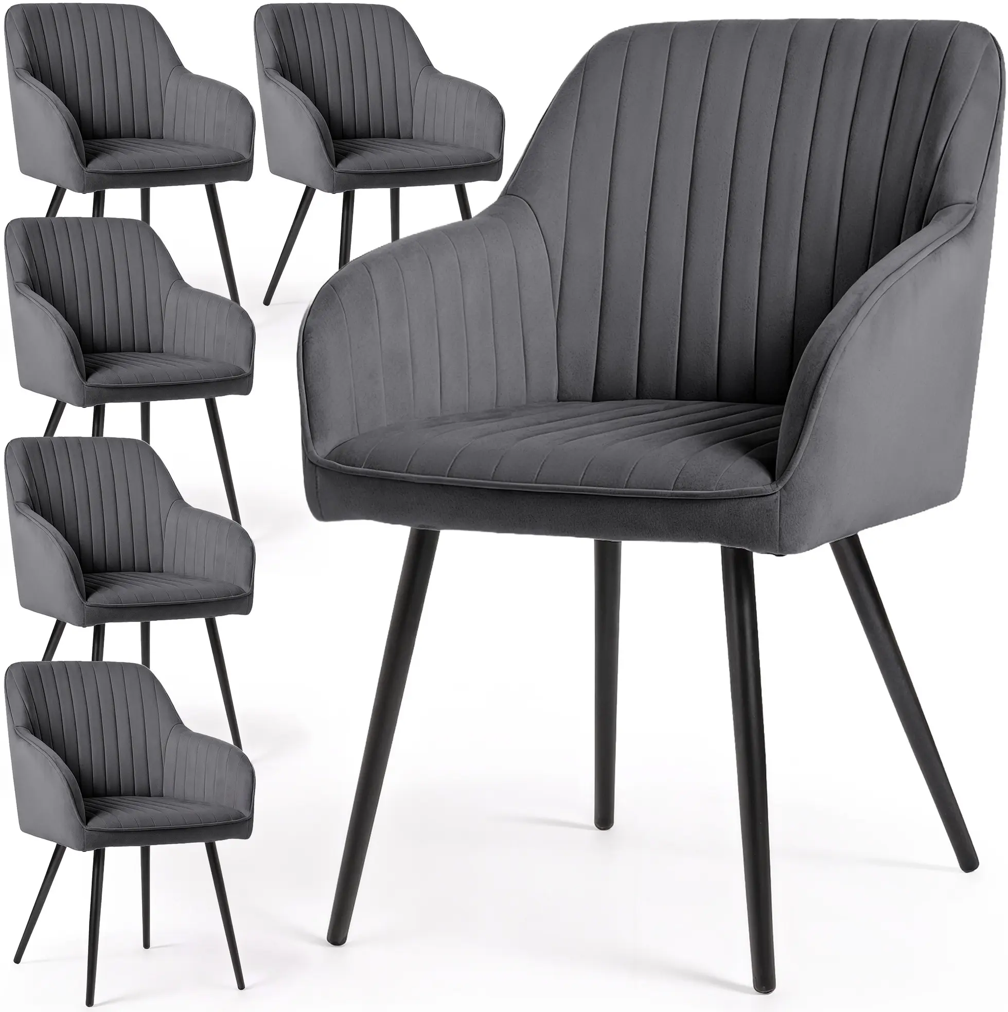 Set scaune Akord Florence 6pcs (Dark Graphite/Black)