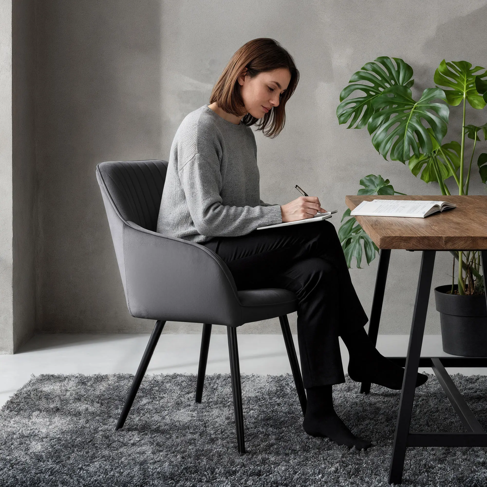 Set scaune Akord Florence 6pcs (Dark Graphite/Black)