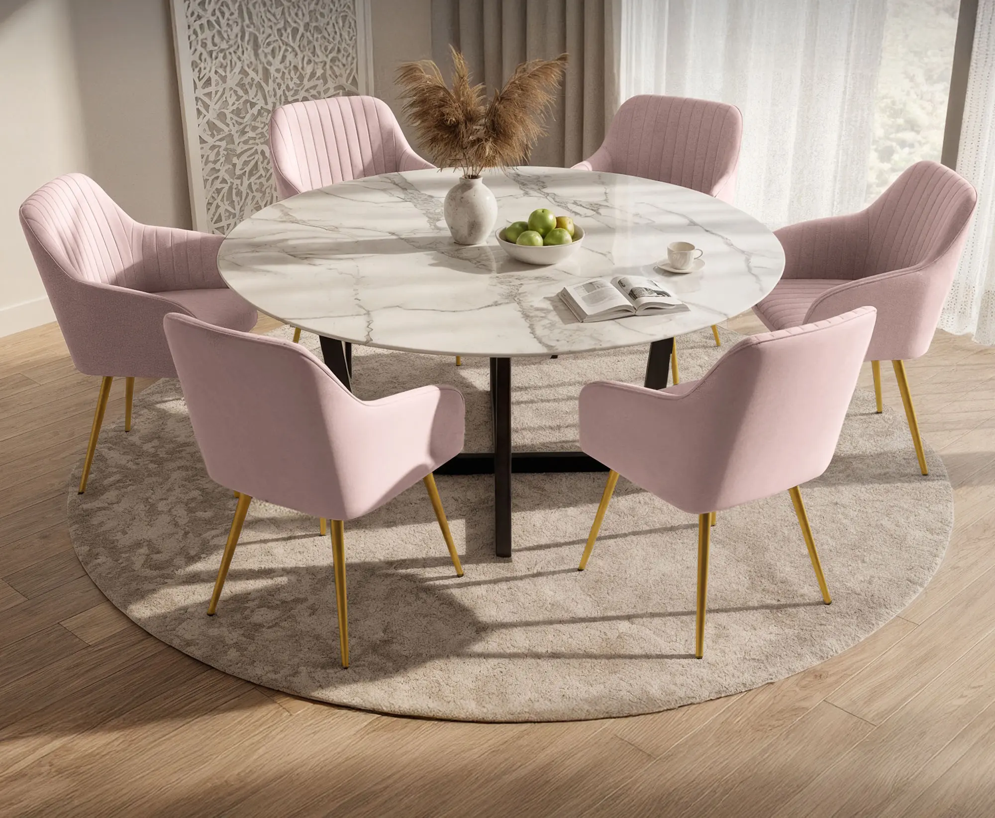 Набор стульев Akord Florence 6pcs (Powder Pink/Gold) - 2