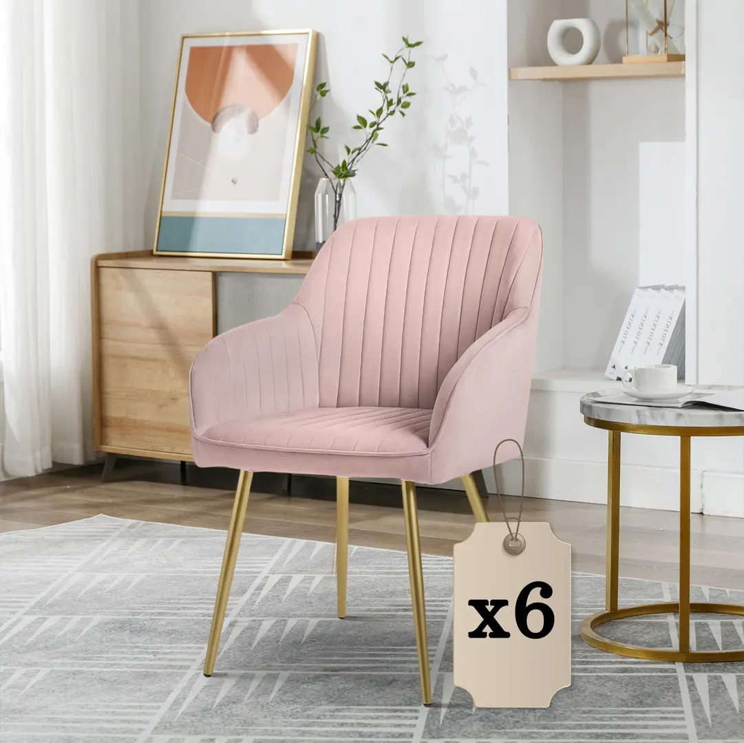 Набор стульев Akord Florence 6pcs (Powder Pink/Gold)
