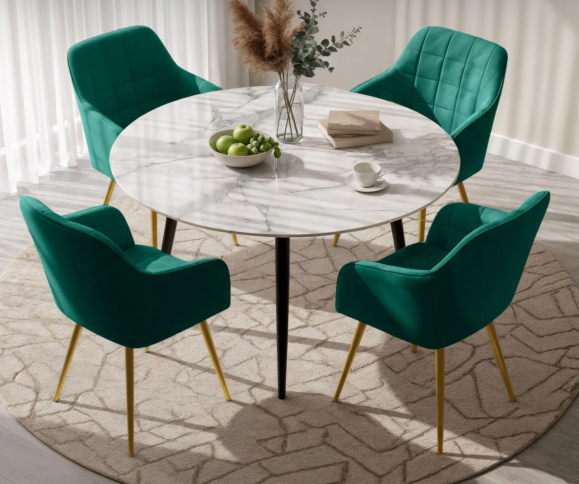 Набор стульев Akord Luxano 4pcs (Bottle Green/Gold) - 2