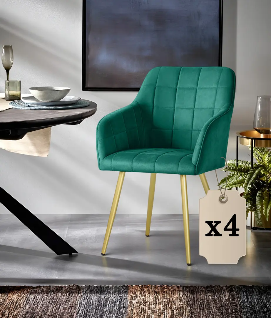 Набор стульев Akord Luxano 4pcs (Bottle Green/Gold)