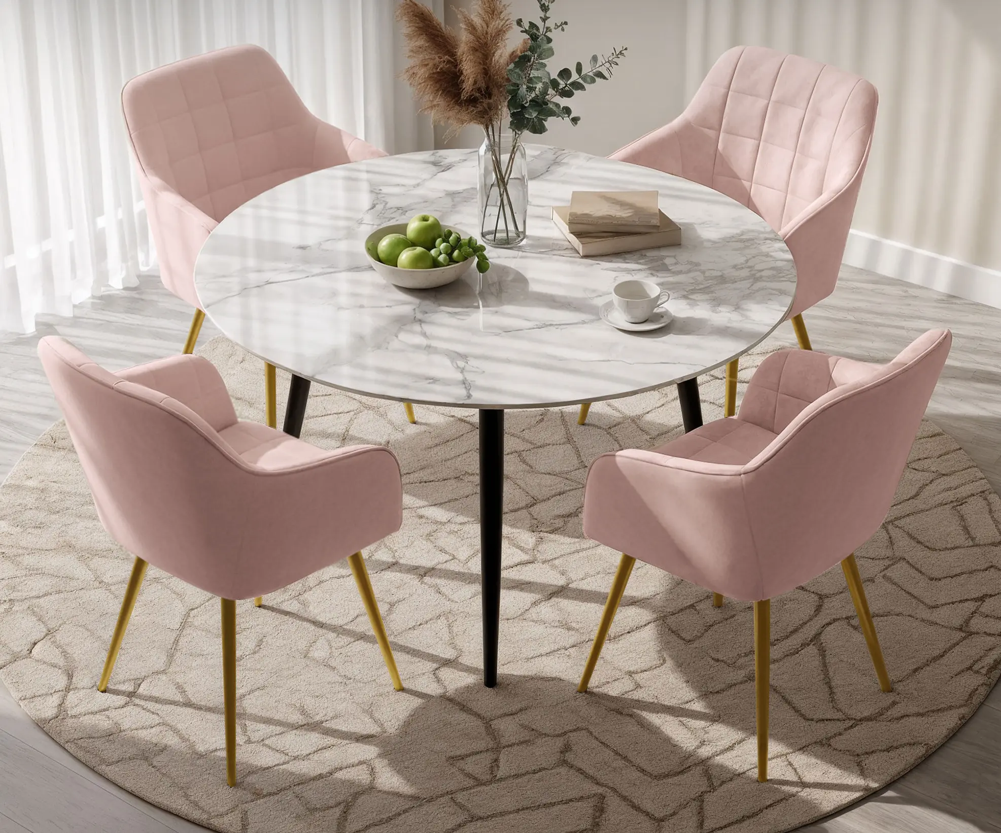 Набор стульев Akord Luxano 4pcs (Powder Pink/Gold) - 2