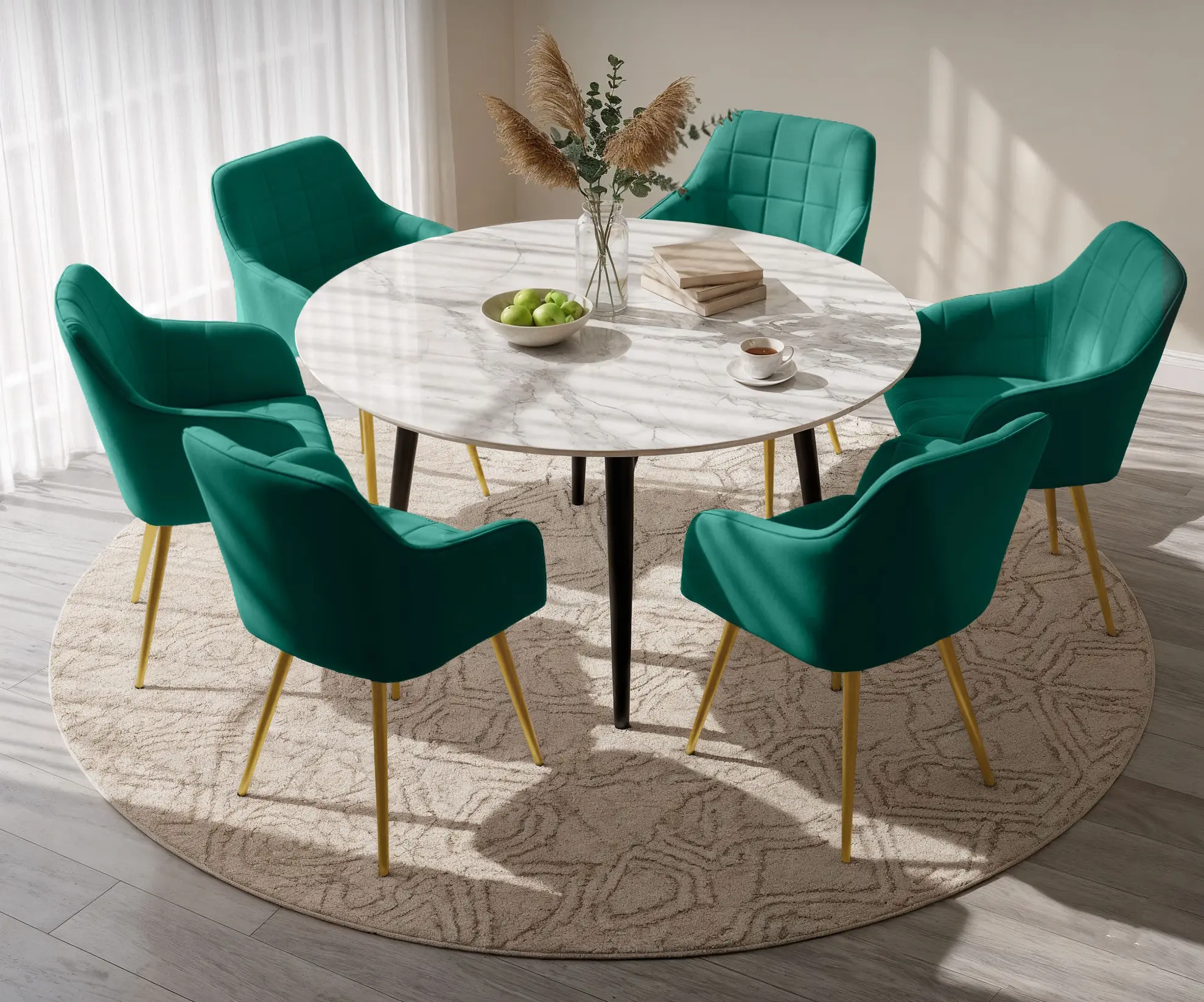 Набор стульев Akord Luxano 6pcs (Bottle Green/Gold)