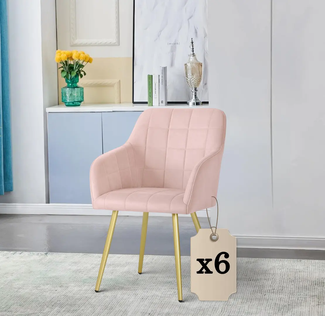 Набор стульев Akord Luxano 6pcs (Powder Pink/Gold)