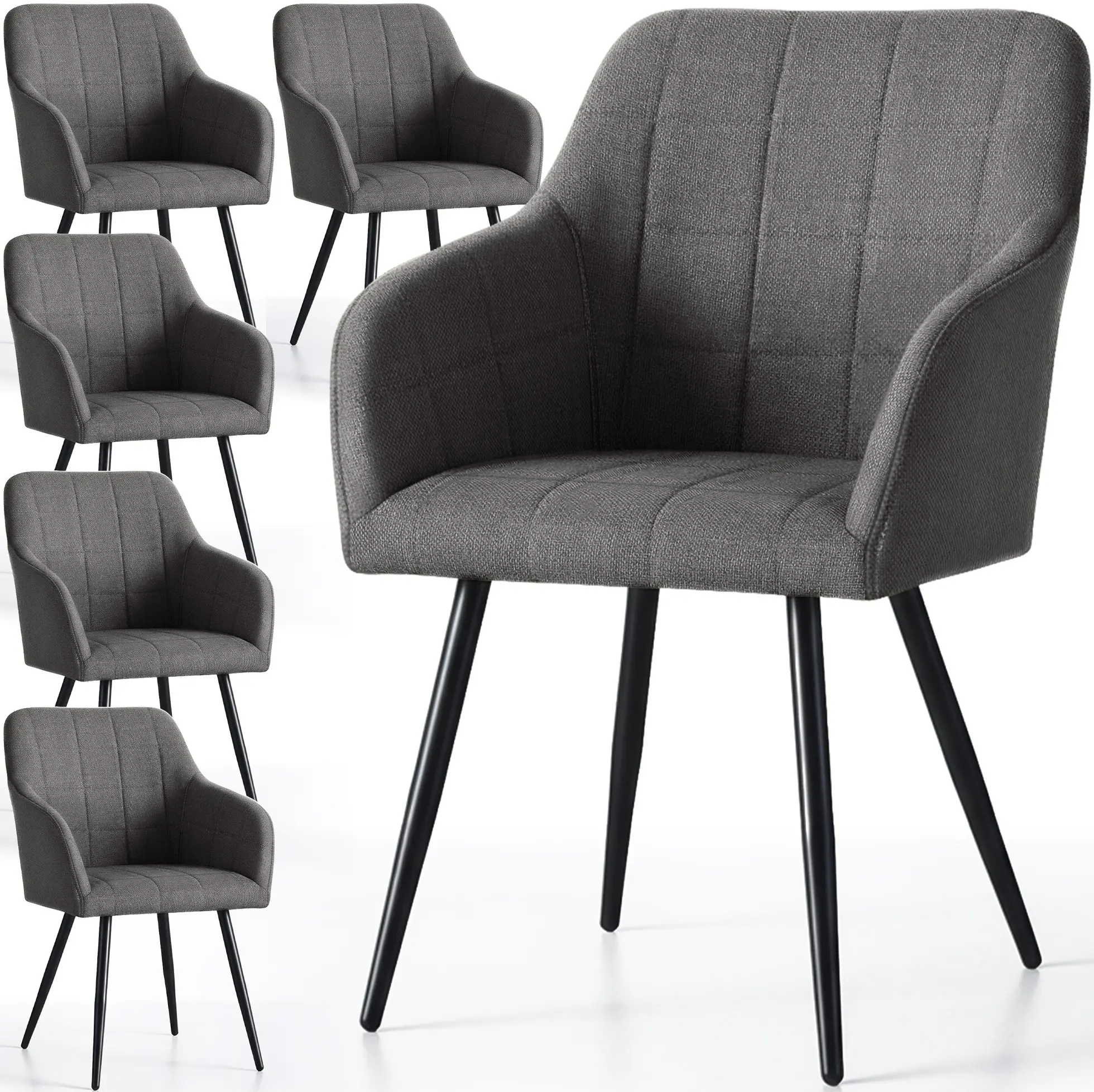 Set scaune Akord Luxano Lumos 6pcs (Dark Graphite/Black)