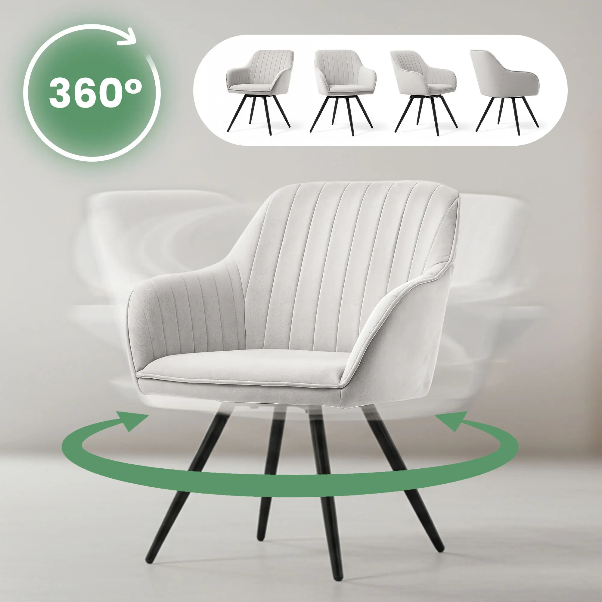 Set scaune Akord Turno 6pcs (Grey/Black)