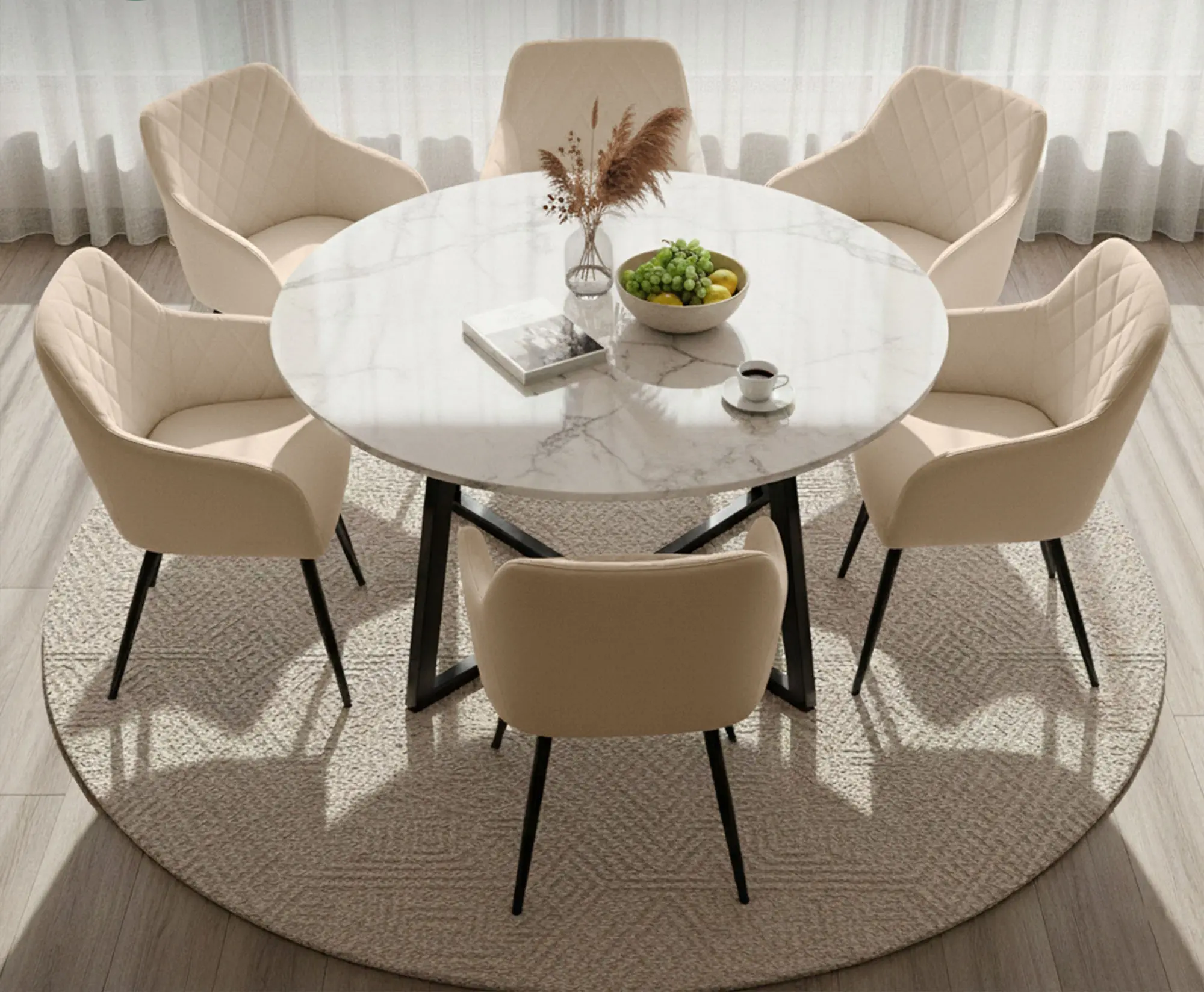 Set scaune Akord Velto 6pcs (Beige/Black) - 2