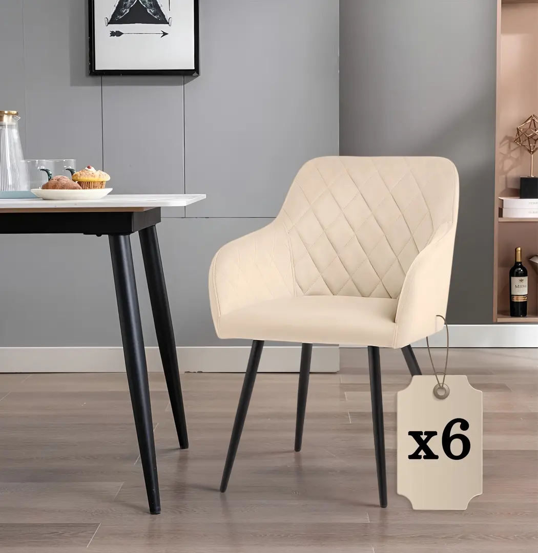 Set scaune Akord Velto 6pcs (Beige/Black)