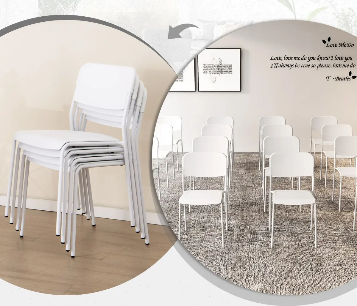 Set scaune Costway KC56983DK-4 (White)