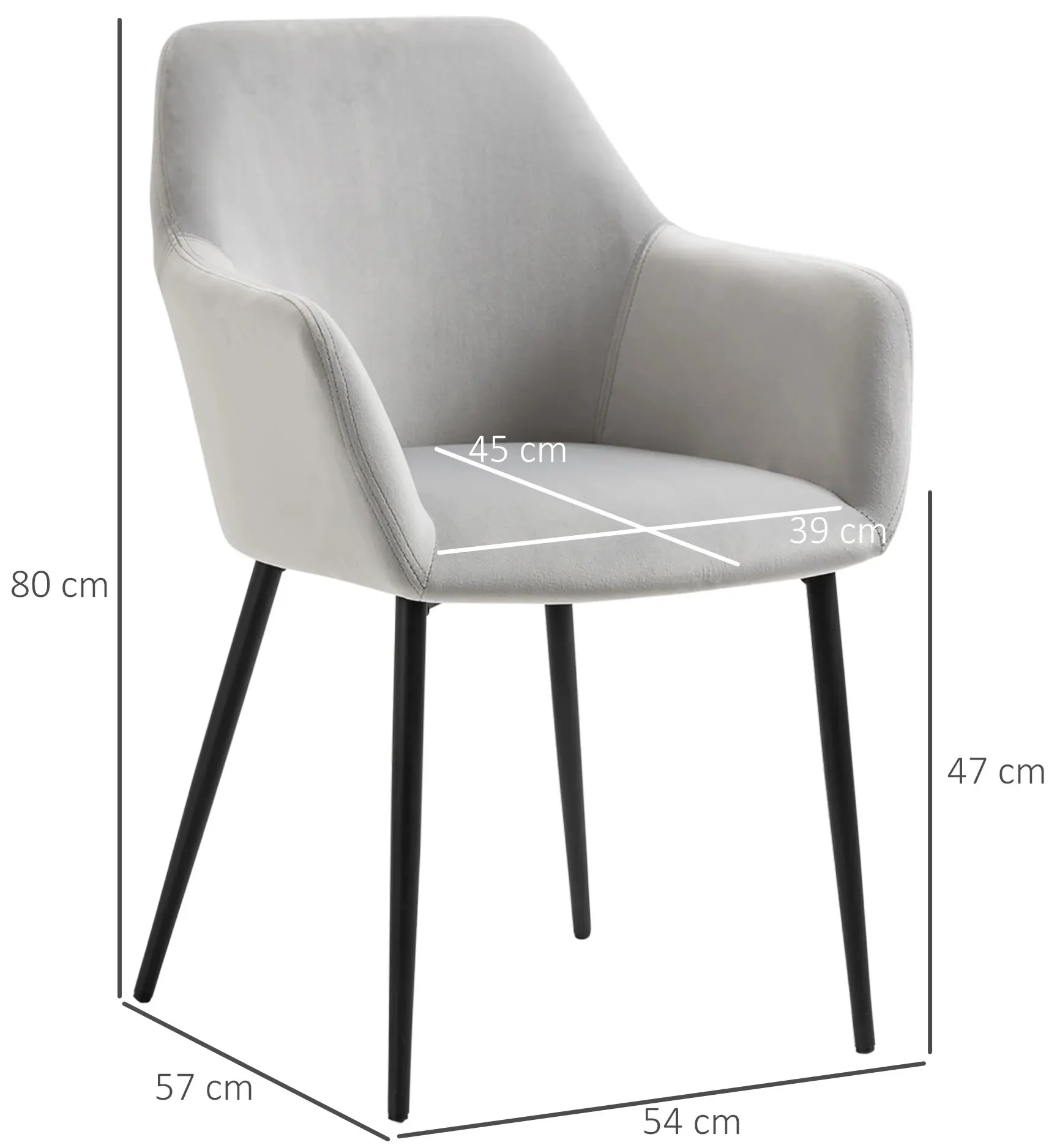 Комплект стульев Homcom 835-771V00LG (Light Grey) - 4