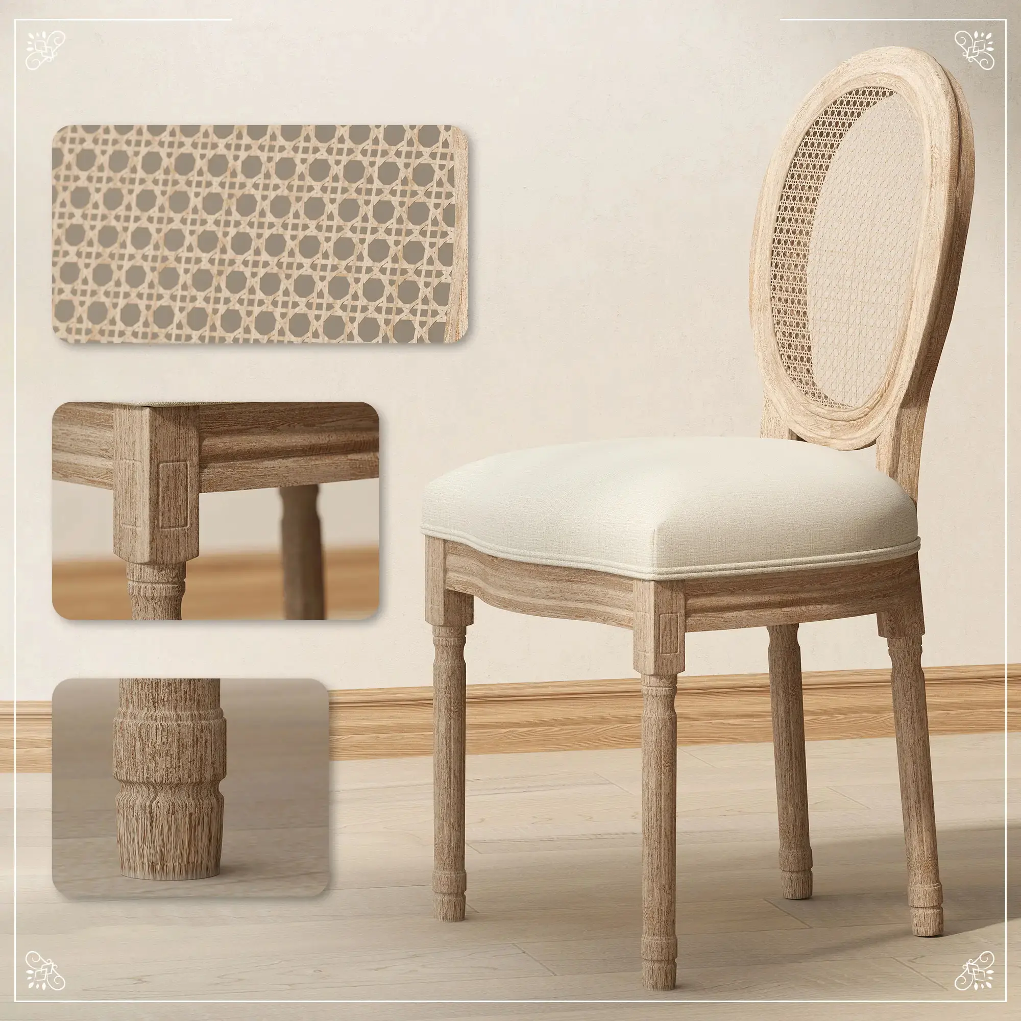 Набор стульев Homcom 835-523CW (Cream White) - 4