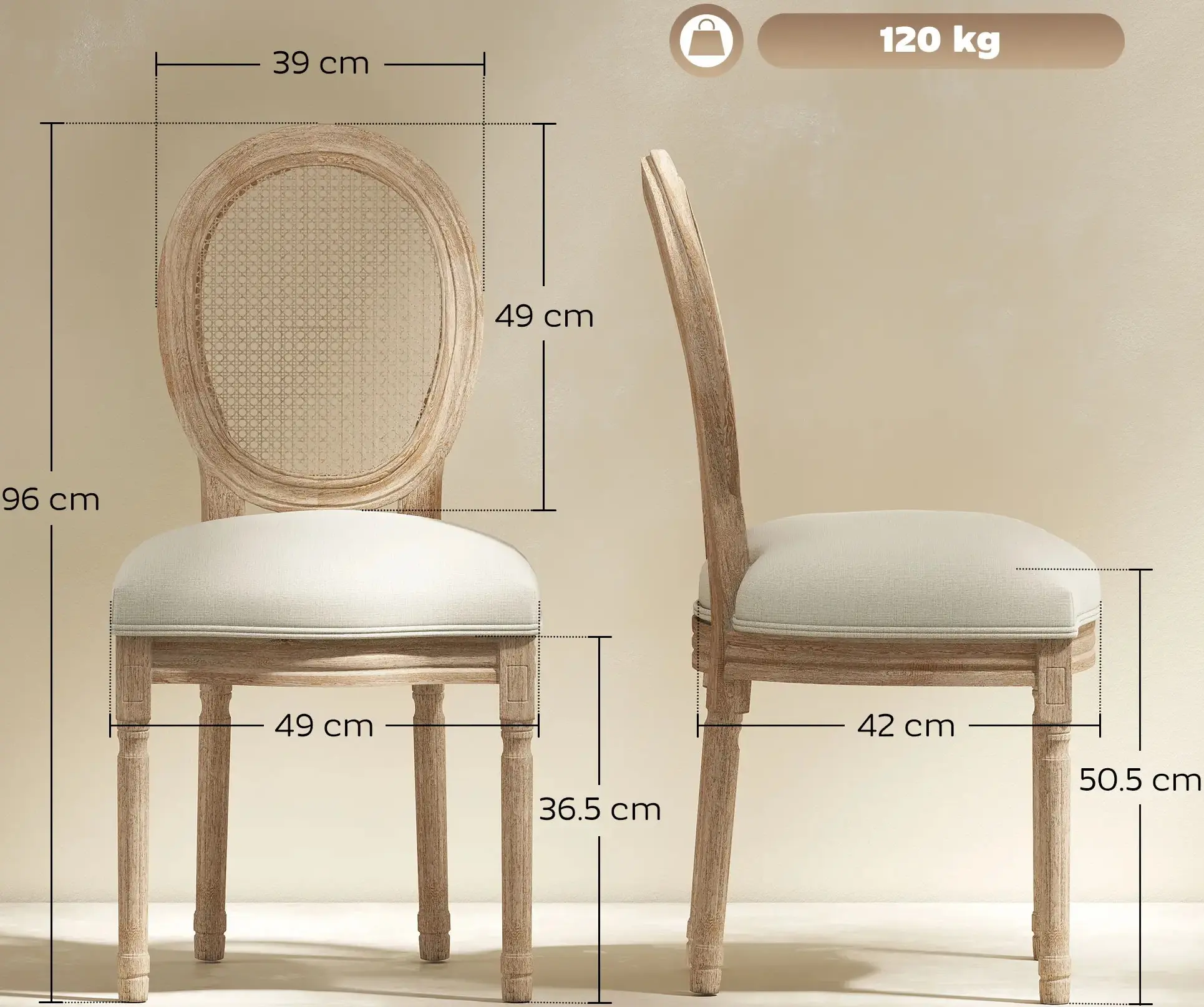 Набор стульев Homcom 835-523CW (Cream White) - 8