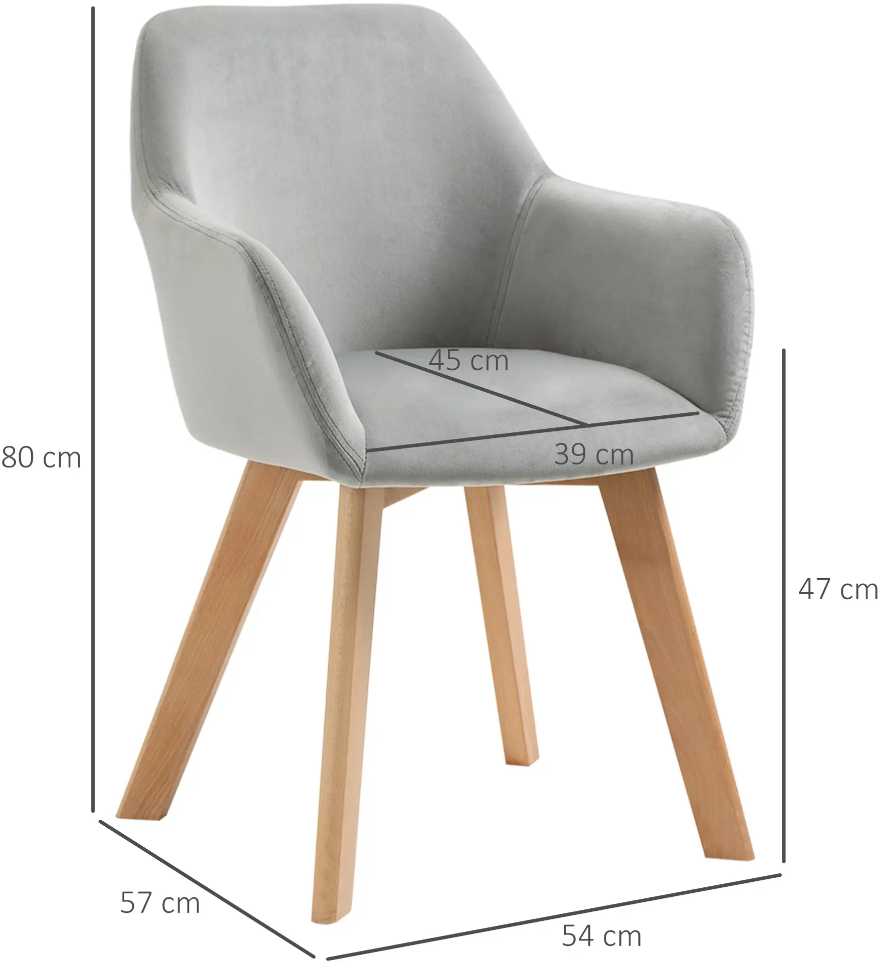 Набор стульев Homcom 835-728V00GY (Grey/Wood) - 6