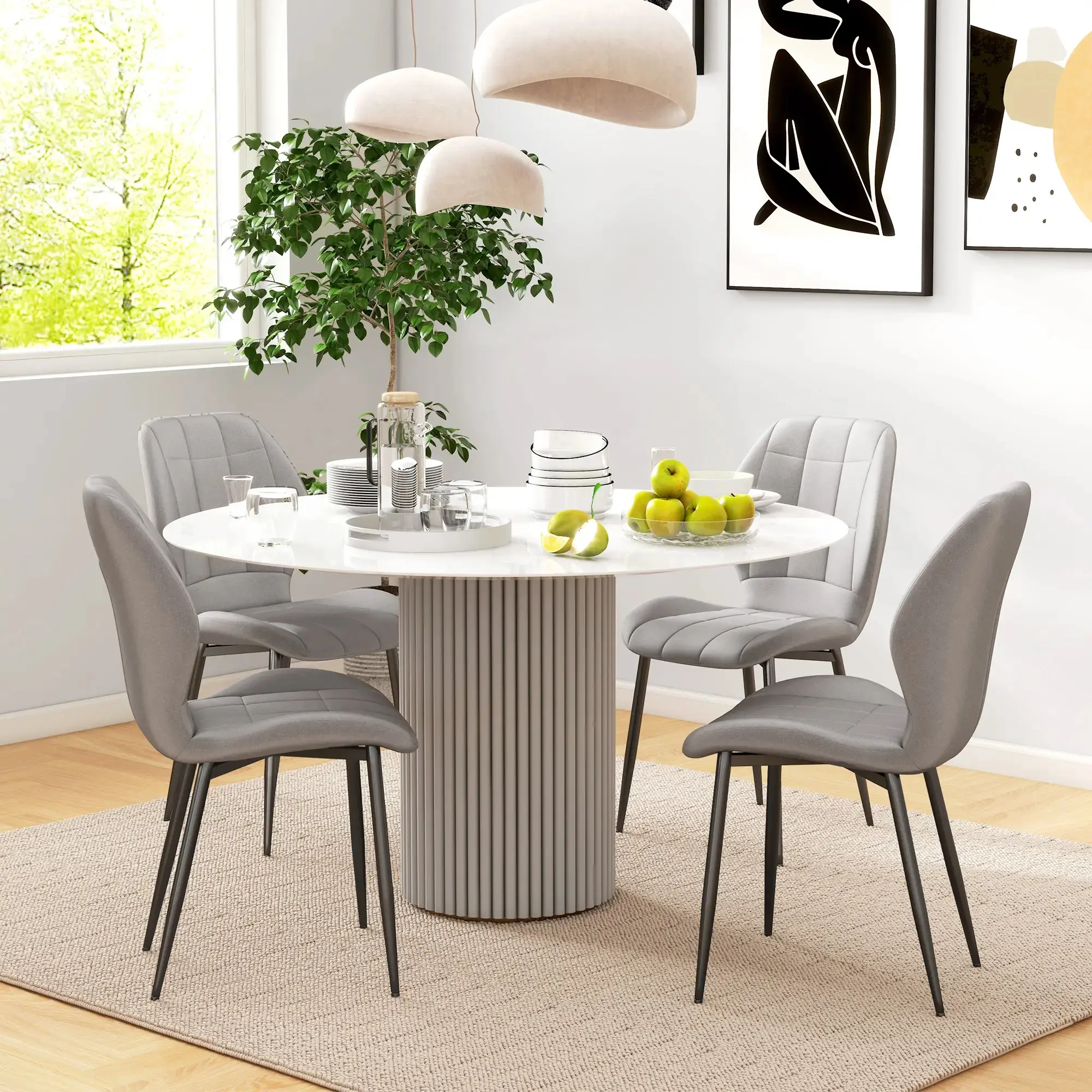 Набор стульев Homcom 83A-135V00LG (Light Grey/Black) - 3