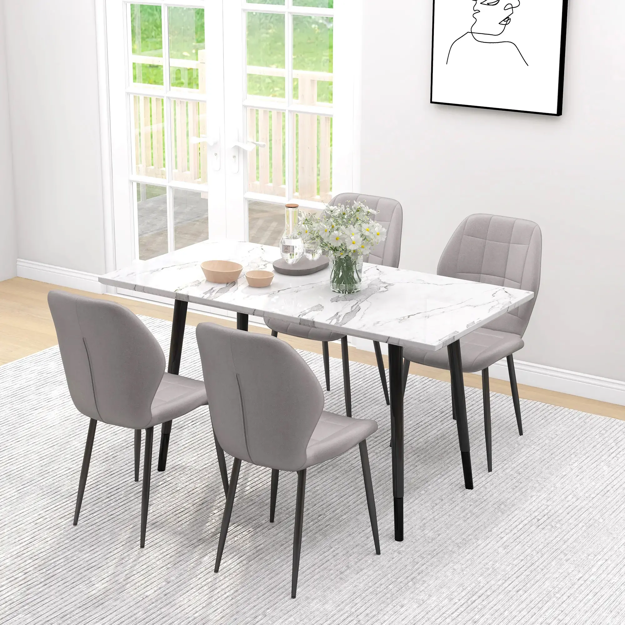 Набор стульев Homcom 83A-135V00LG (Light Grey/Black) - 4