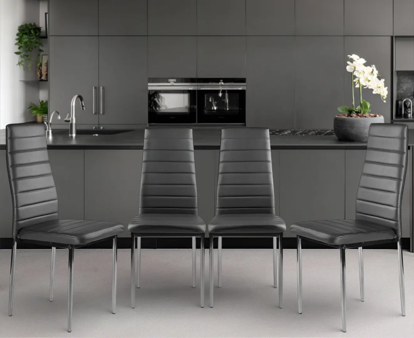 Set scaune Modern Home KE01 (Grey/Chrome)