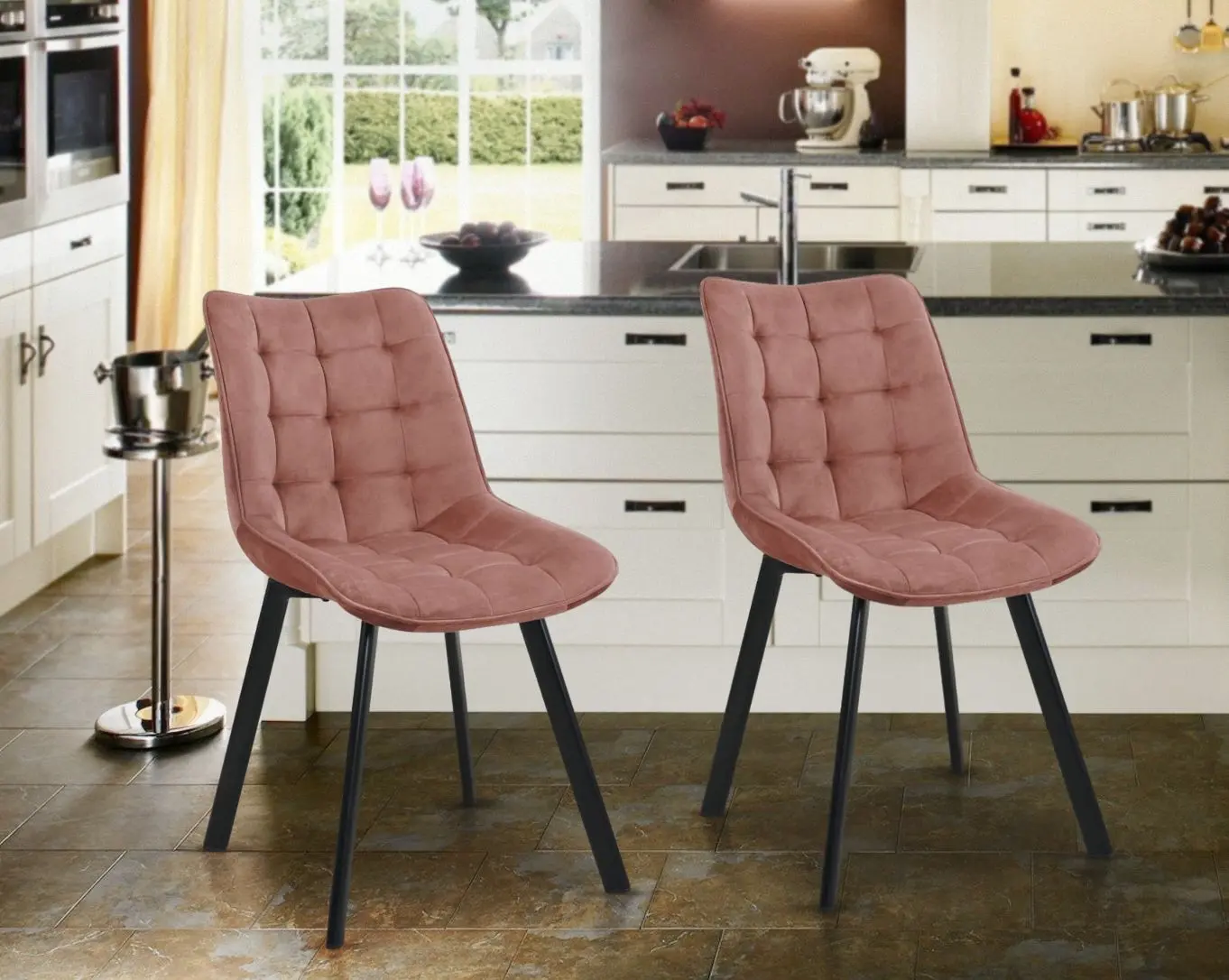 Set scaune Akord SJ.28 2pcs (Black/Pink)
