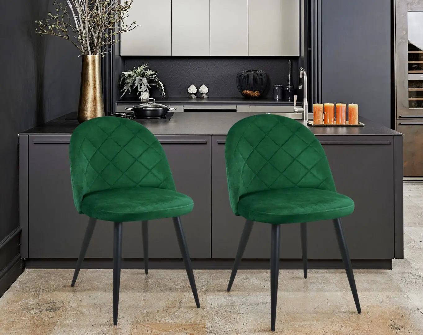 Set scaune Akord SJ.077 (Black/Green)