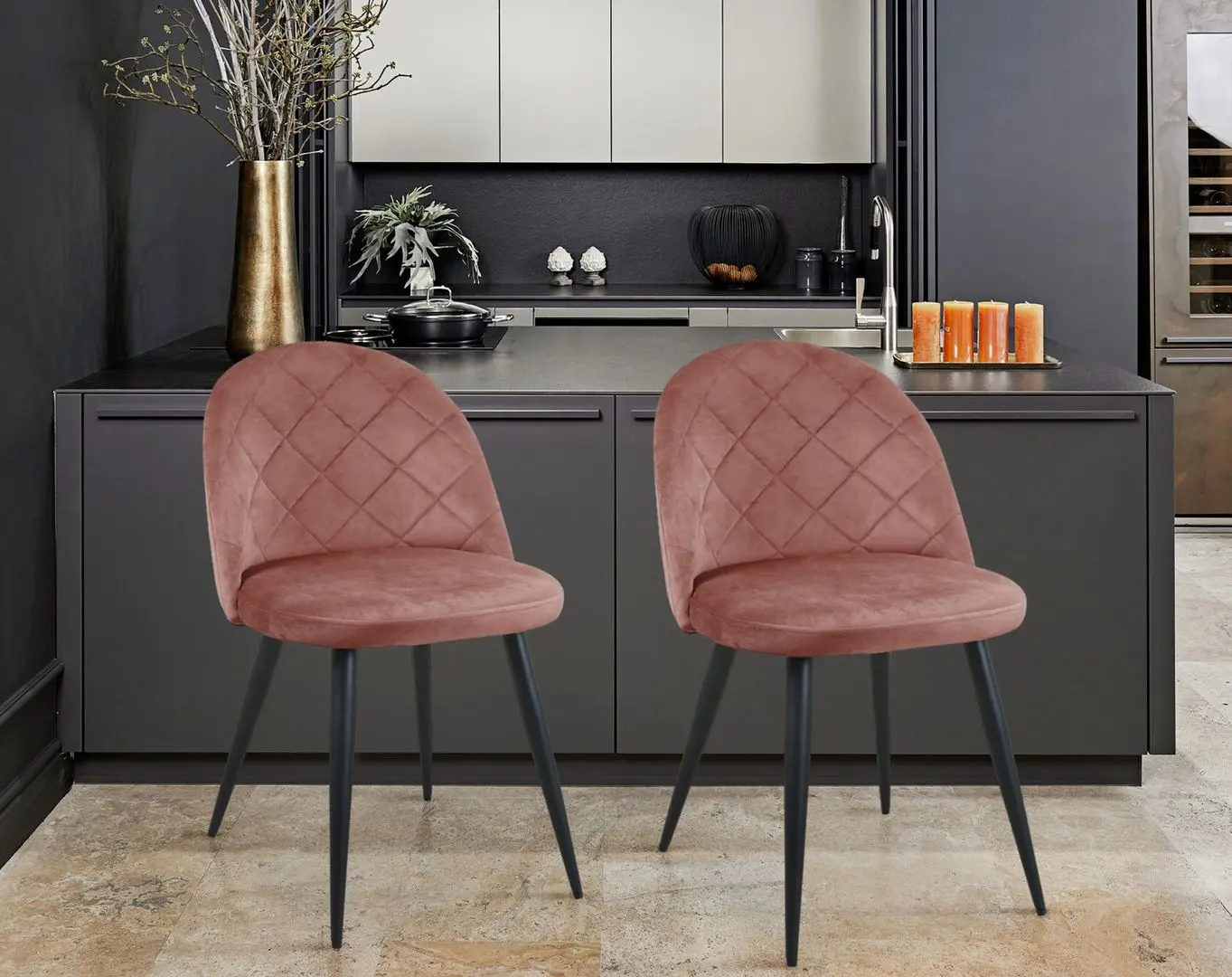 Set scaune Akord SJ.077 (Black/Pink)