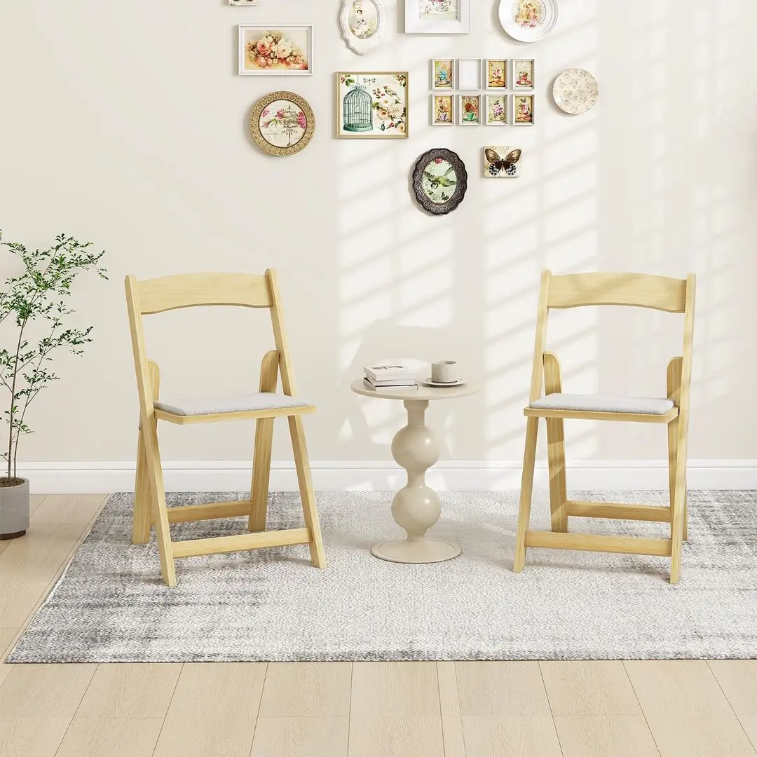 Set scaune pliabile Costway JV11740NA-2 (Natural/Grey)