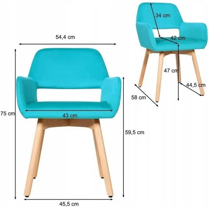 Set scaune Costway HW66056BL-2 (Blue) - 6