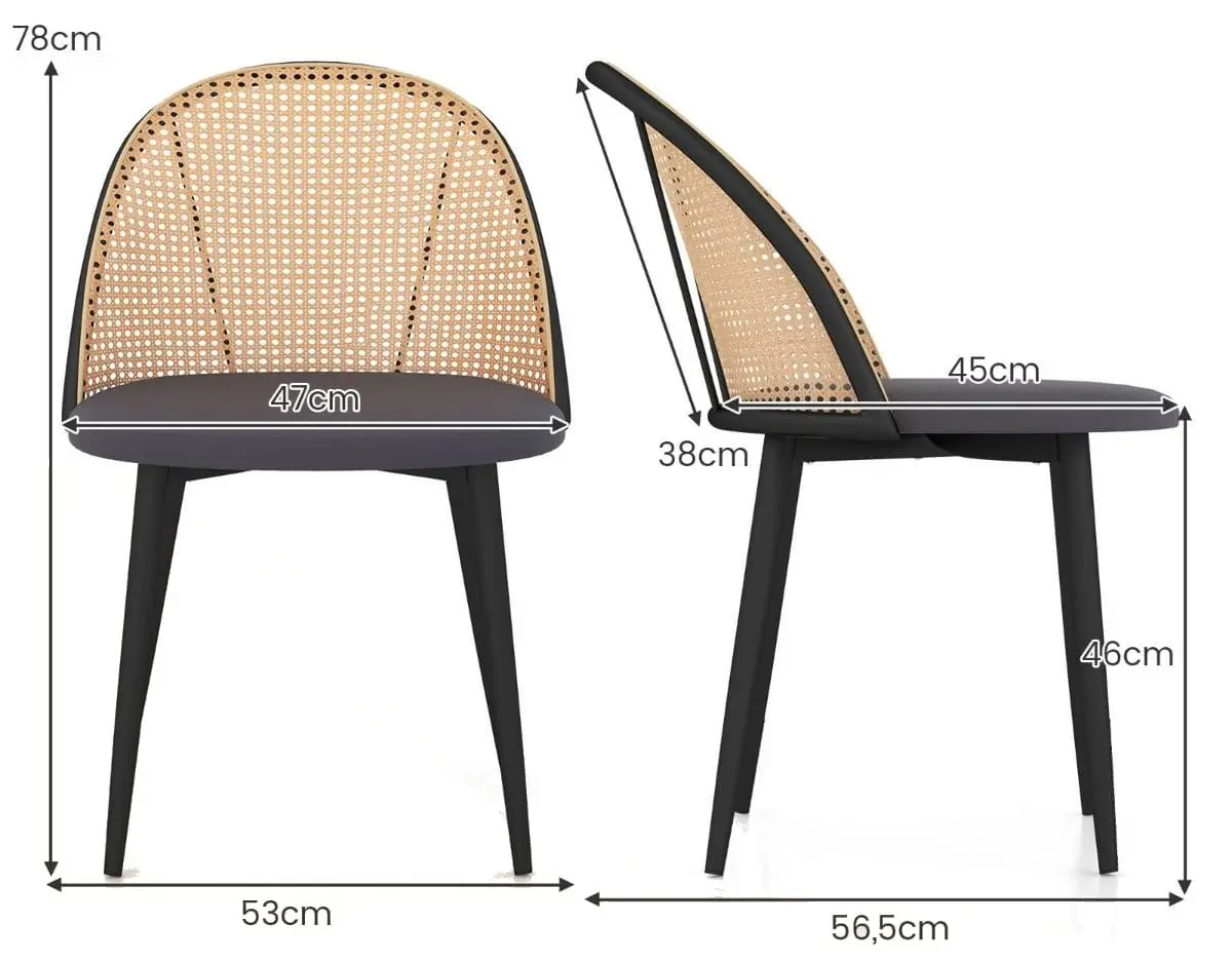 Set scaune Costway KC57104GR-2 (Grey/Natural)