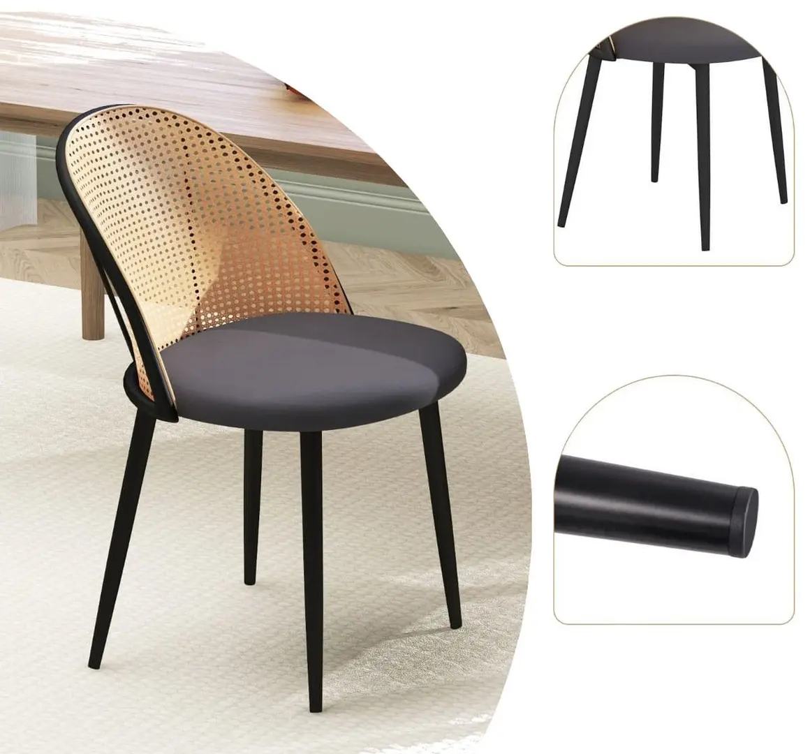 Set scaune Costway KC57104GR-2 (Grey/Natural)