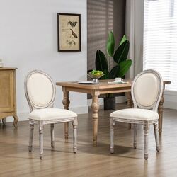 Set scaune Homcom 835-114V01 50x55x96 cm (White Cream/Antique Wood)