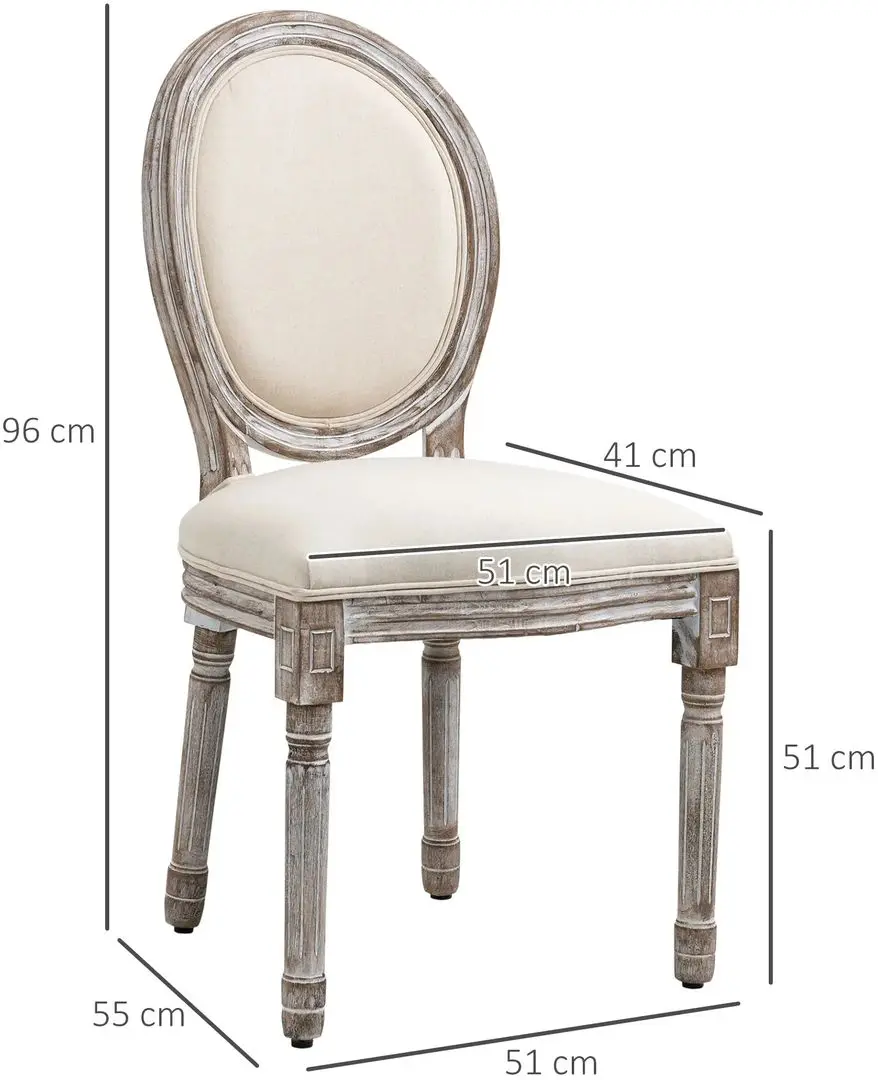 Set scaune Homcom 835-114V01 50x55x96 cm (White Cream/Antique Wood) - 4