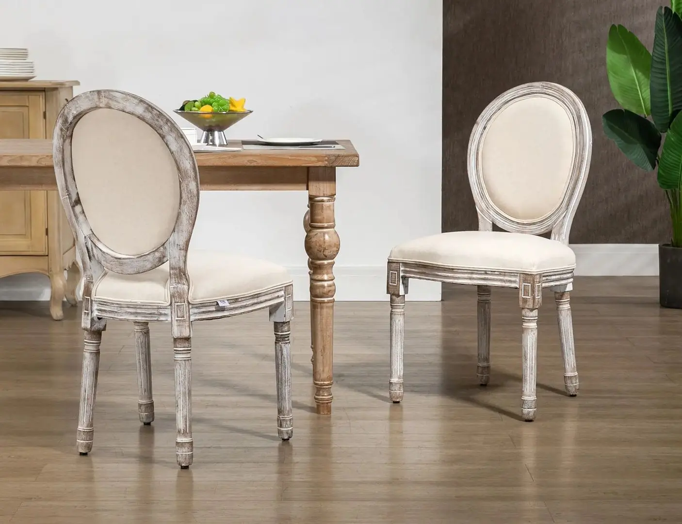 Set scaune Homcom 835-114V01 50x55x96 cm (White Cream/Antique Wood) - 7